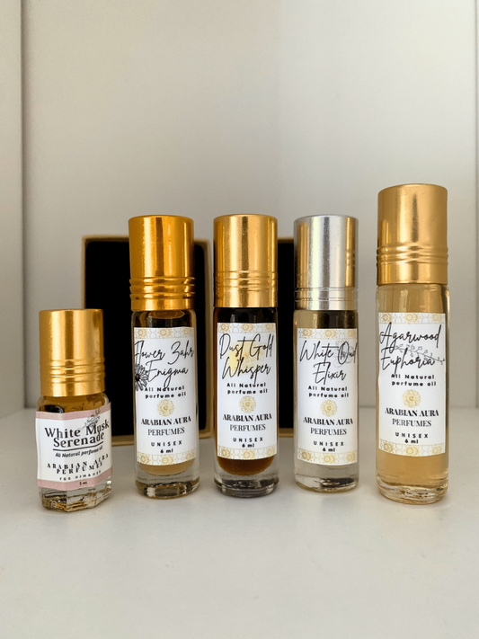 4 Esencias de Perfumes Árabes Auténticos Esenciales Premium - Set Regalo de Descubrimiento